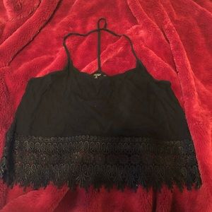 Black open back cropped tank